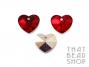 Deep Siam Silver Backed 14mm Crystal Heart Charm - 4 Pack